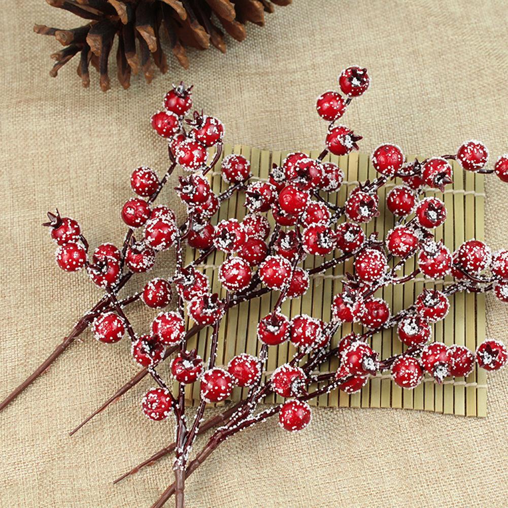 Fangoo 20 stuks kunstmatige rode bessendecoratie, 18 cm rode bessen picks Holly bessen takken voor kerstboom decoratie handwerk bruiloft vakantie winter decoratie woondecoratie
