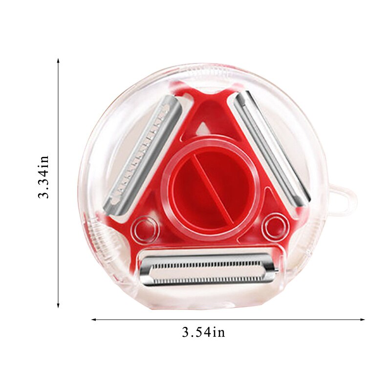 3 In 1 Peeler Slicer Shredder Peeler Julienne Cutter Multi Stainless Steel Blade Grater Zester Kitchen Accessories Rotary Peeler: Red