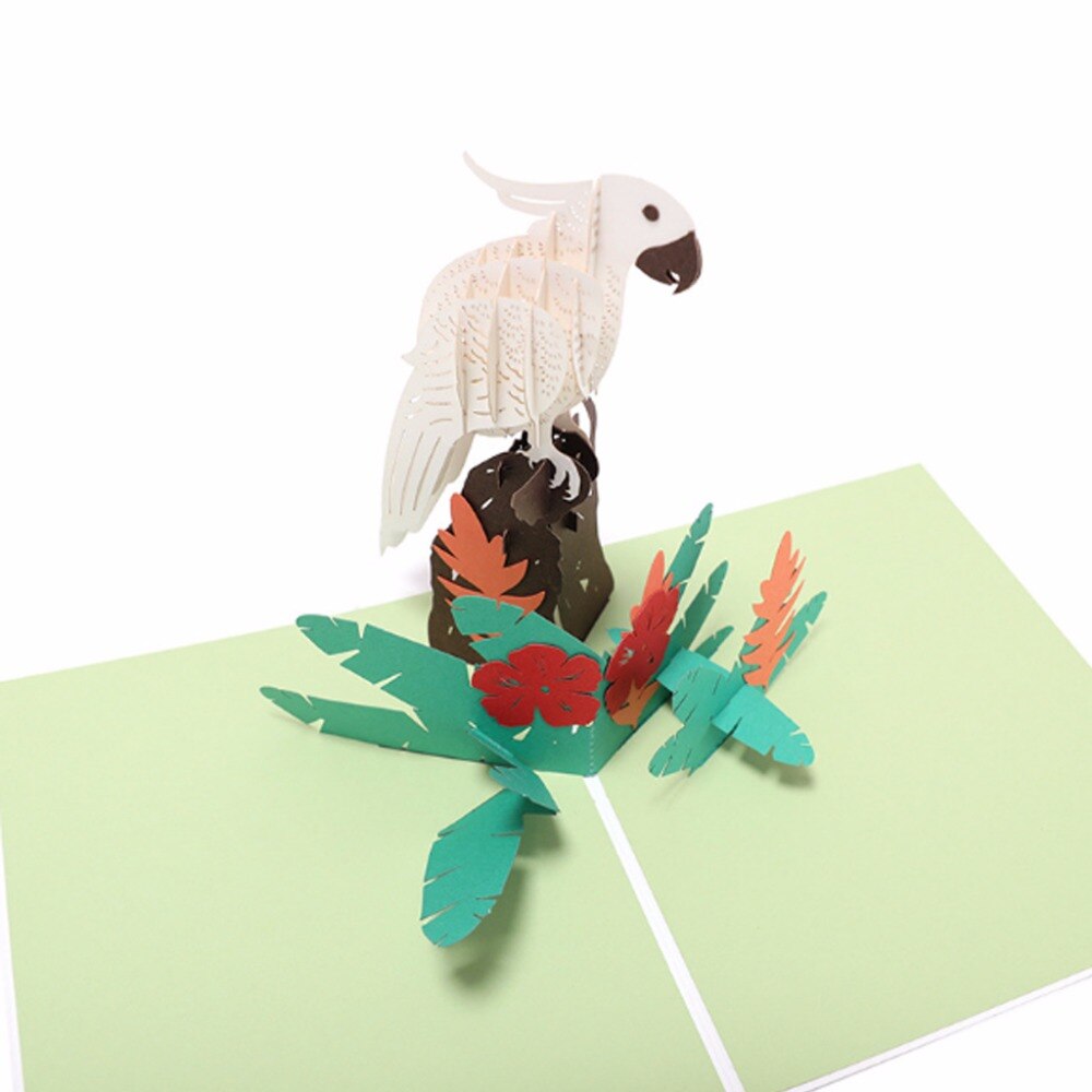 Tarjetas 3D creativas Pop-Up de loro, amante de San Valentín, feliz cumpleaños, aniversario, felicitación,