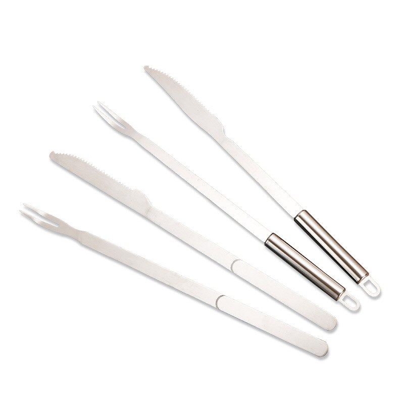 2 stk rustfrit stål grill kniv og gaffel bestik redskaber kød udskærings sæt grill værktøj dreng