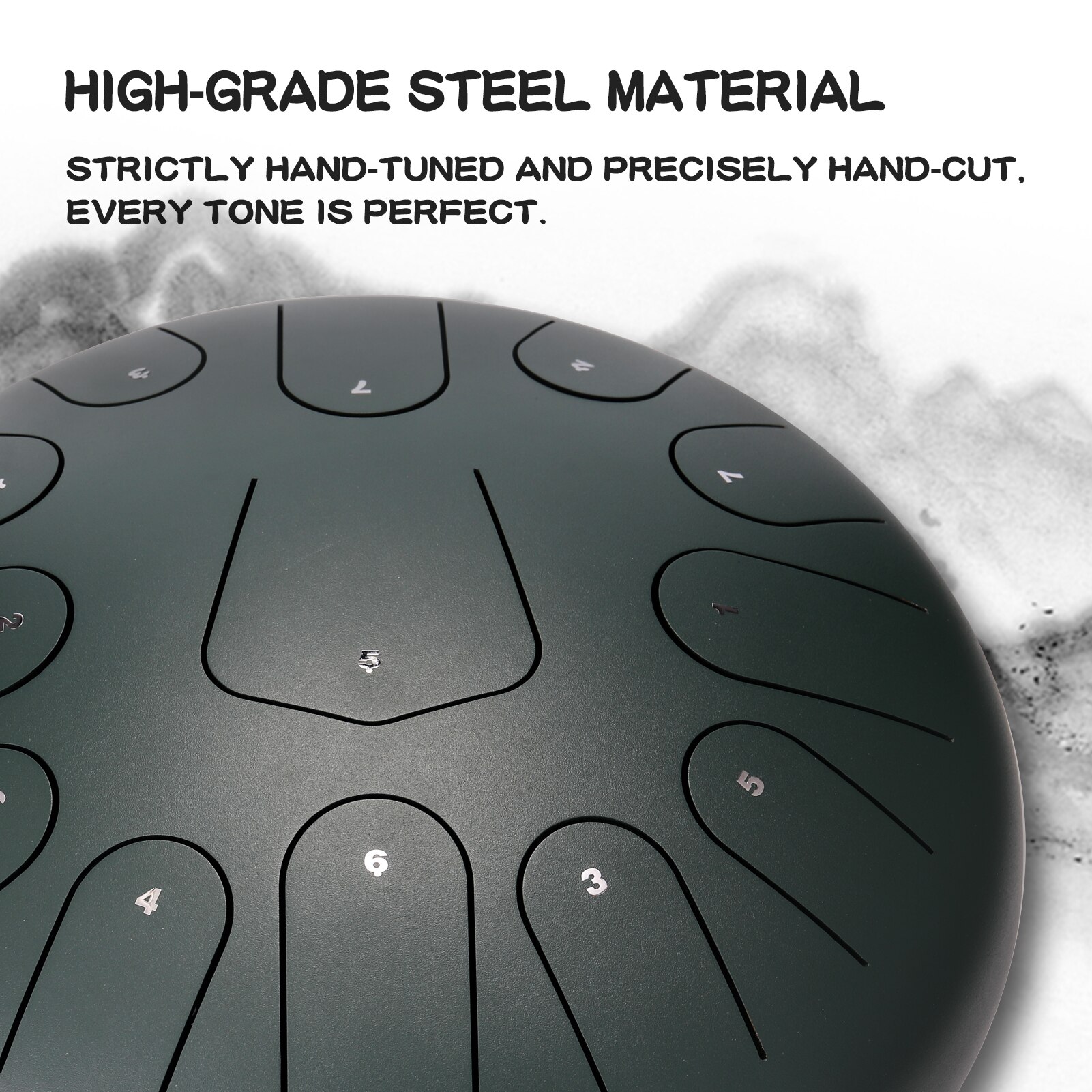 12 inch 13-Tone Steel Tongue Drum Mini Hand Pan Drums with Drumsticks Percussion Musical Instruments