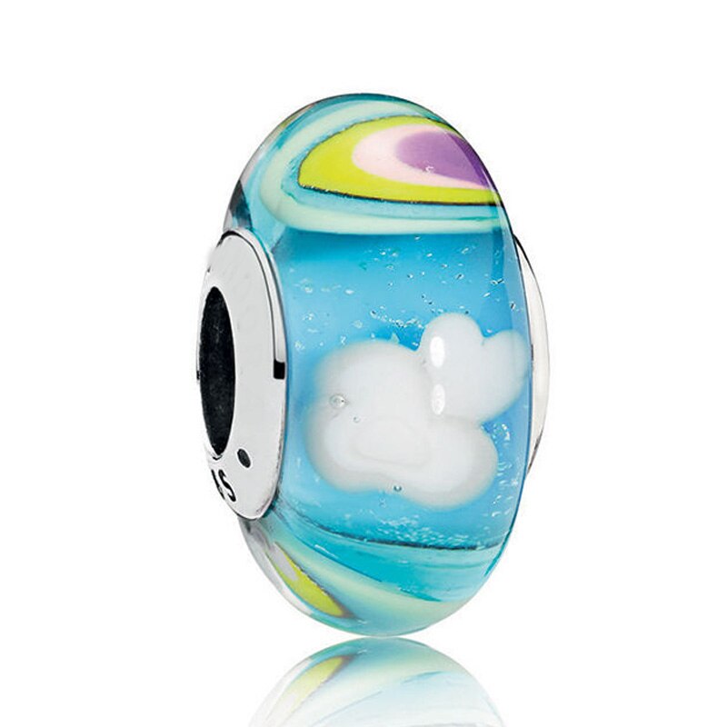 Abbondante Cuori Incantato Giardino Iridescent Arcobaleno Baci In Vetro di Murano Misura Branelli Pandora Braccialetto Dell'argento Sterlina 925 di Fascino: 4