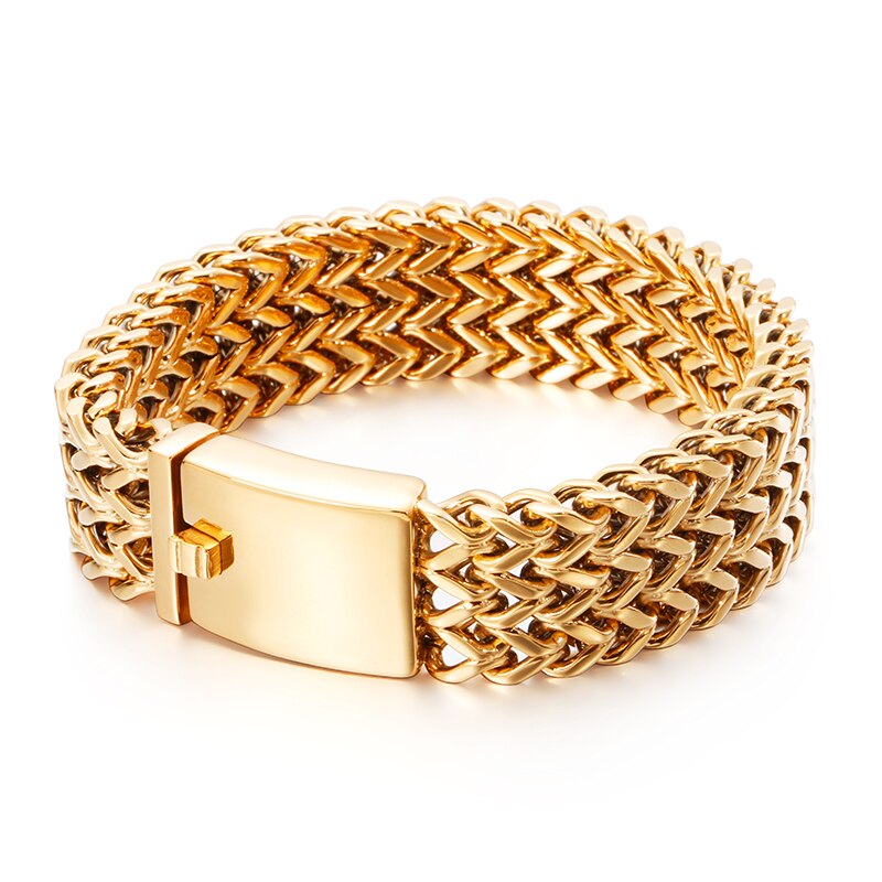 Fongten Mesh Link Chain Armband Mannen Punk Vintage Metalen Roestvrij Staal Mens Wrist Band Charme Brede Armbanden Sieraden