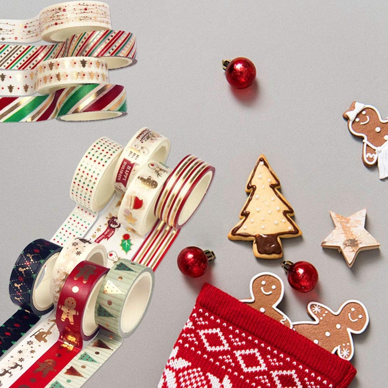 12 stk dekorativt tape tape jul washi tape håndværk dekorative sæt 15 mmx 5m