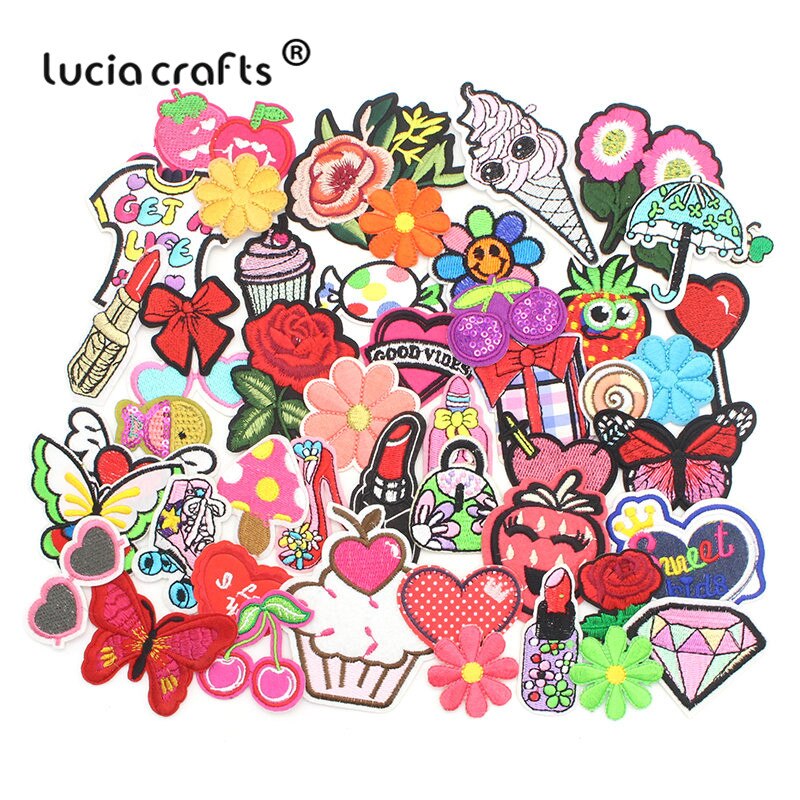 Lucia Ambachten 12 Pcs/24 Pcs 3-15 Cm Willekeurige Mode Patches Voor Vrouwen Mooie Meisjes Kids Iron op Patch Voor Kleding Applique L0307: Style1 24pcs