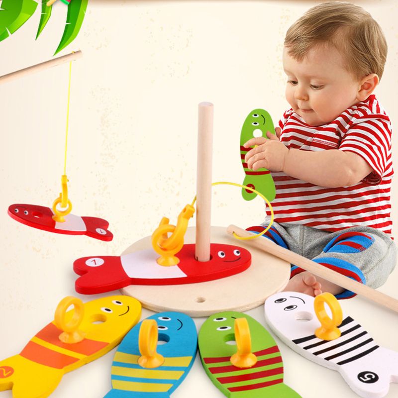 Children Wooden Toys Digital Fishing Column Game Kindergarten Supplies Parent-child Puzzle Kids Early Education Toy