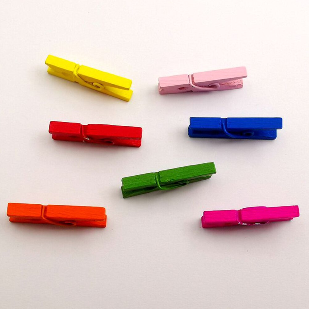 Pinzas de foto de madera Natural para decoración de fiestas, pinzas de madera de Color para manualidades, bricolaje, 100 Uds.