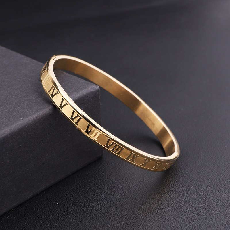 Men Women Jewelry Bracelet Stainless Steel Roman Bangle Bracelet Men Women