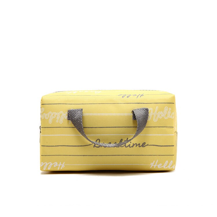 1.5L portable small lunch bag mini cooler handbag thermal meal drinks fresh carrier bag ice pack insulated cans holder cool bag: Yellow