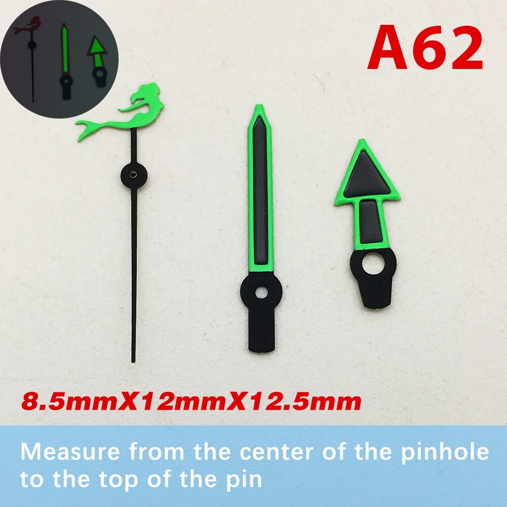 A62-63For Omega Seamaster Pointer Gemodificeerde Lichtgevende Voor SKX007/Sbbn Modellen NH35A/NH36A Beweging C3 Lichtgevende: A62
