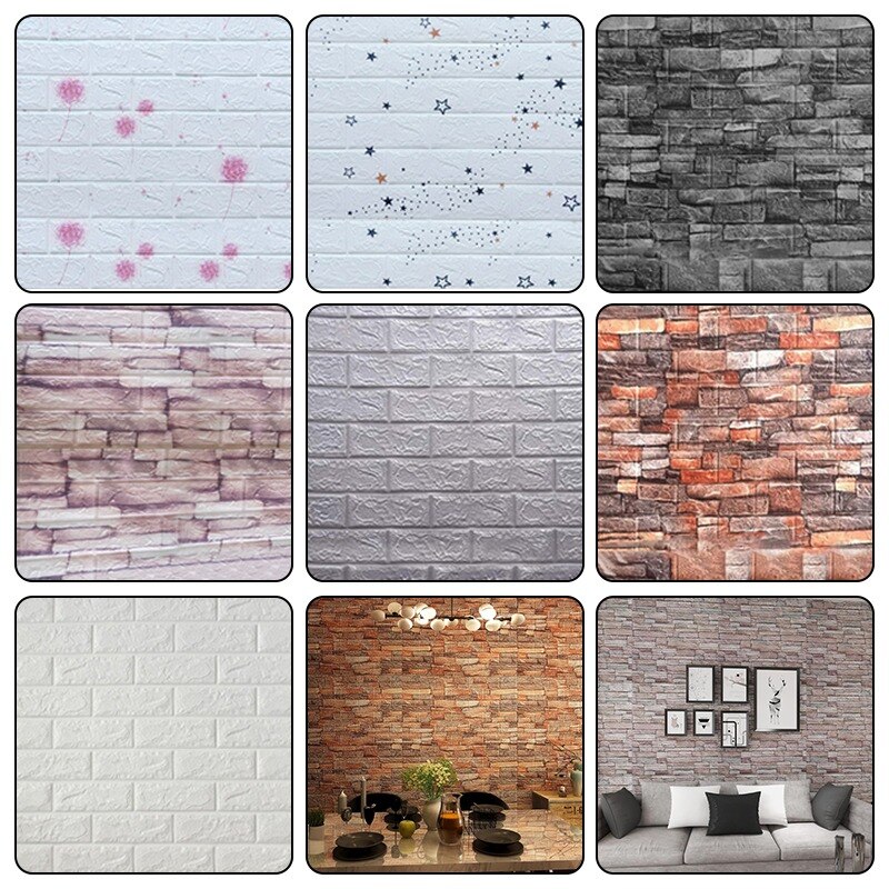 20pcs Self-adhesive TV Background Wall brick Pattern Wallpaper Bedroom Stereo Wall Sticker Anti-collision Waterproof Wallpaper