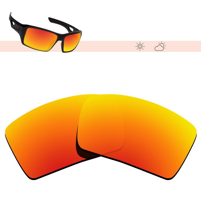 Glintbay Polarized Replacement Sunglasses Lenses for Oakley Eyepatch 2-Multiple Options: Fire Red Mirror