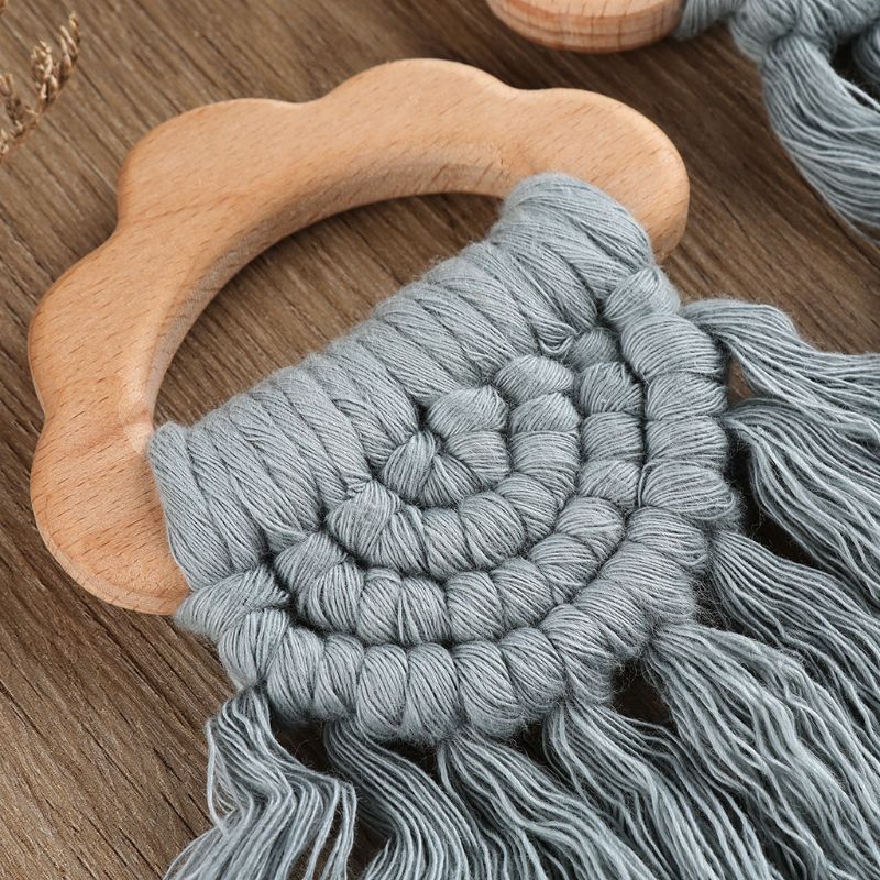 Vintage Baby Cloud Vorm Houten Bijtring Eco-vriendelijke Organische Houten Rammelaar Ring Chewable Baby Tandjes Speelgoed L9CD
