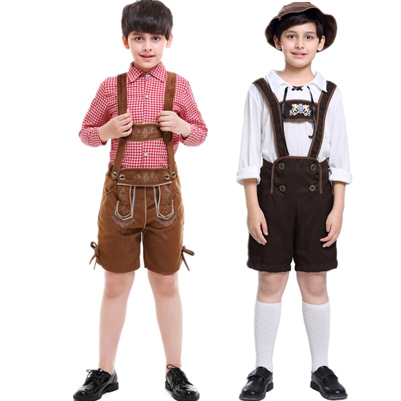 Disfraz tradicional de cerveza Oktoberfest para niños, disfraz de cerveza Lederhosen alemán de Bávaro, para de Halloween