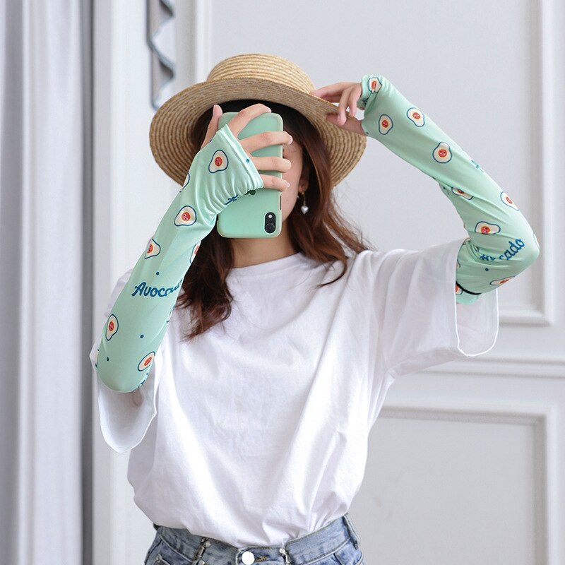1Pair Women's Ice Oversleeves Cute All-match Printed Oversleeves Summer Viscose Fiber Gloves: 1