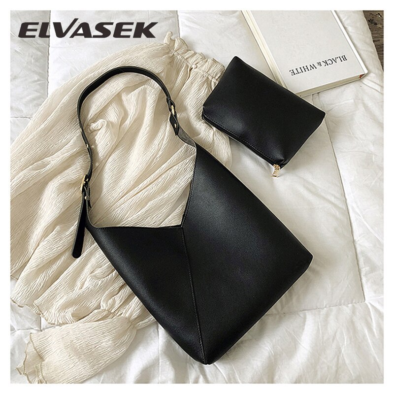 ELVASEK, bolsos de cuero de para mujer, nuevos bolsos , Bolsos De Mujer, bolso Simple de gran capacidad, bolsos de hombro con cadena para mujer