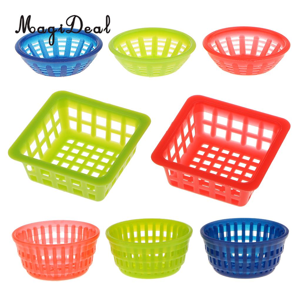 MagiDeal 1 zestaw plastikowy 1/12 Lalka Dom miniaturowe małe okrągłe kosze na warzywa owoce przechowywanie żywności zabawkowe meble 3 styl