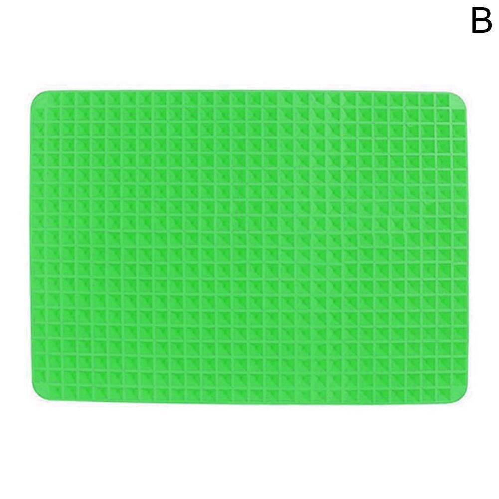 1PC BBQ Silicone Mat Pyramid Diamond Pan Fat Reducing Slip Oven Baking Grill Oil Filter Pad Sheet Cooking Non-Stick Mat: green