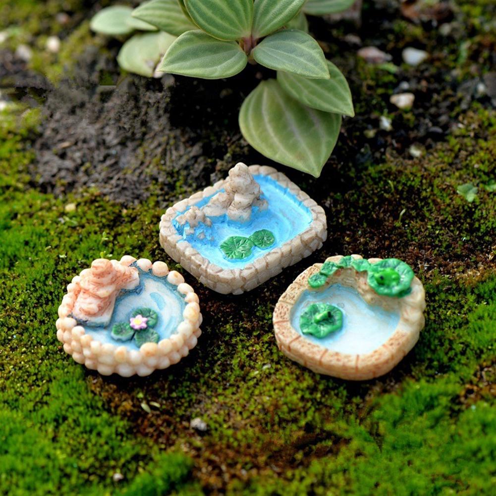 1Pcs Zwembad Miniatuur Landschap Ornament Tuin Bonsai Poppenhuis Decor Resin Craft Tuin Decoratie Outdoor Decor Miniaturas