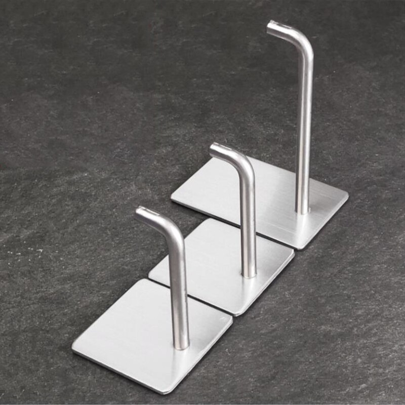 4 pcs/set 304 Stainless Steel Brush Hook Single Hook Multi-function Hitchen Storage Hook Free Punch Hook