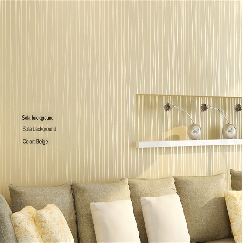 Blå / beige / rosa vertikal pinstripe enfärgad non-woven tapet vardagsrum tv bakgrundsrum väggpapper rulle heminredning