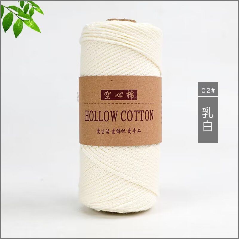 Hollow Cotton Thread Linen Yarn 150g Round Strand Medium Thick Cotton Thread Hand Woven DIY Crochet Hook Hat Bag Material
