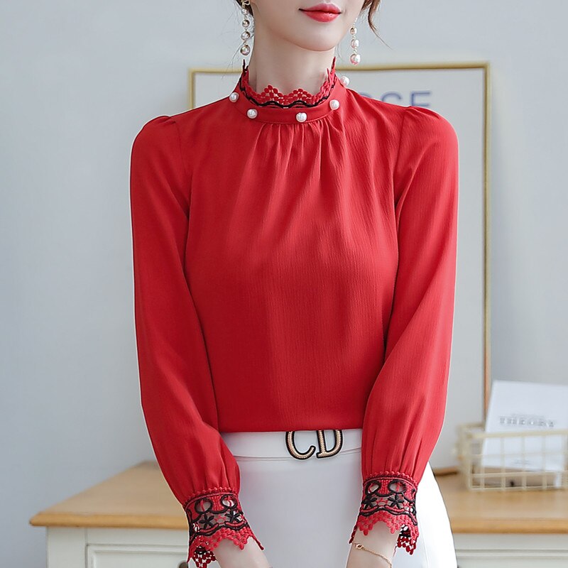 Women Spring Stand Collar Ramie Shirt main image 1