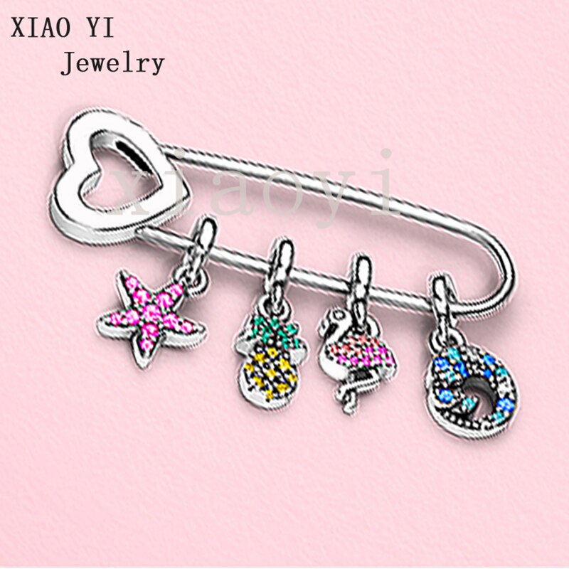 XIAOYI NEUE 100% S925 MICH serie rosa vogel, Ananas, Stern, wellen, für sommer schöNe liebe brosche freundin hochzeit weibliche: Ursprünglich Titel