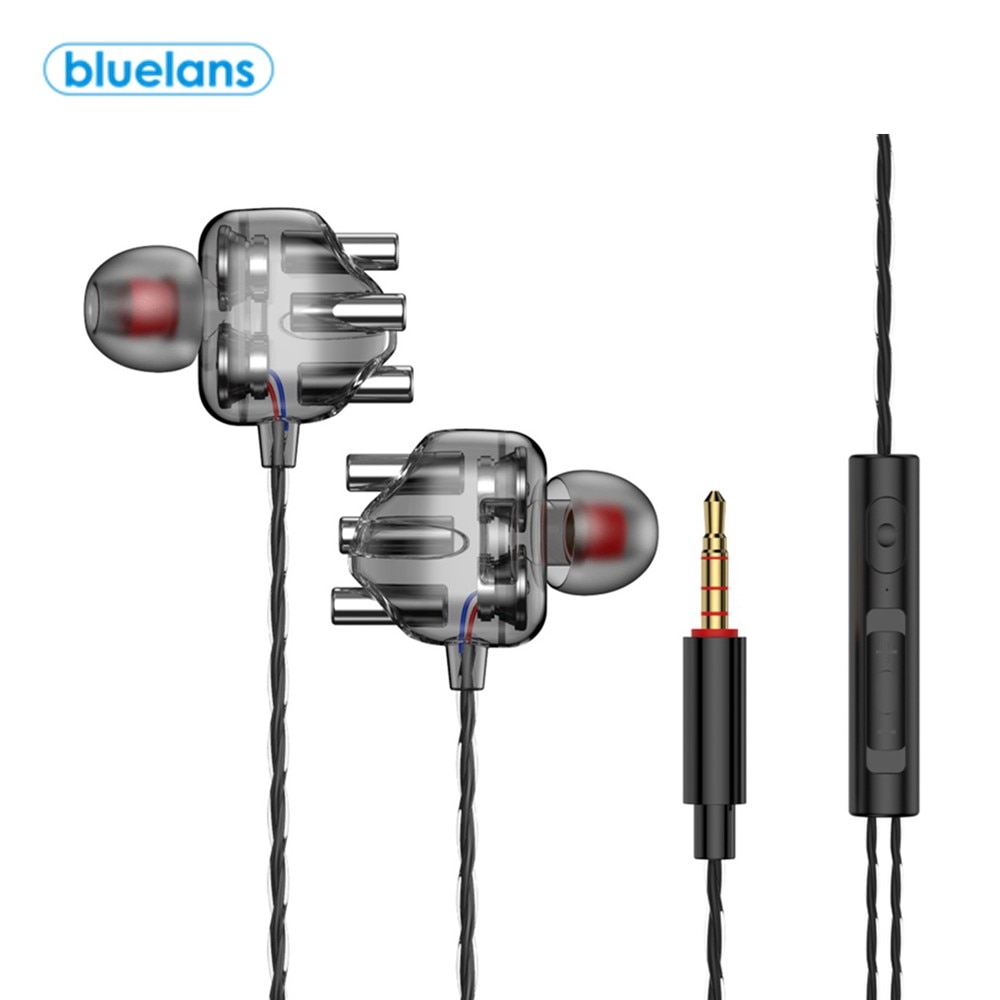 Transparent In-ear Double Moving Coil Moving Iron Earphone 3.5mm Mobile Phone Computer Universal Game Music HIFI Headset