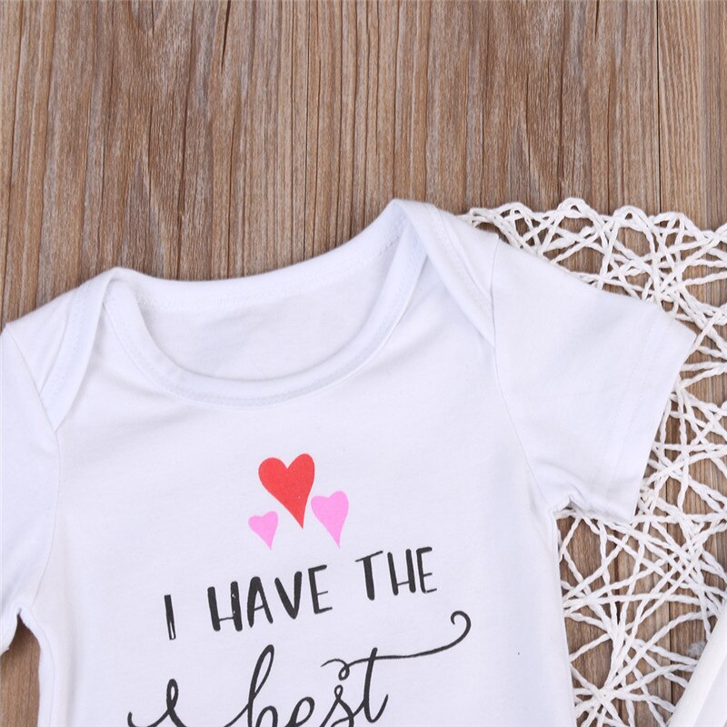 Newborn Toddler Baby Boys Girls Clothing Best Aunt Bodysuit Heart Letter Bodysuit Summer Baby Clothes