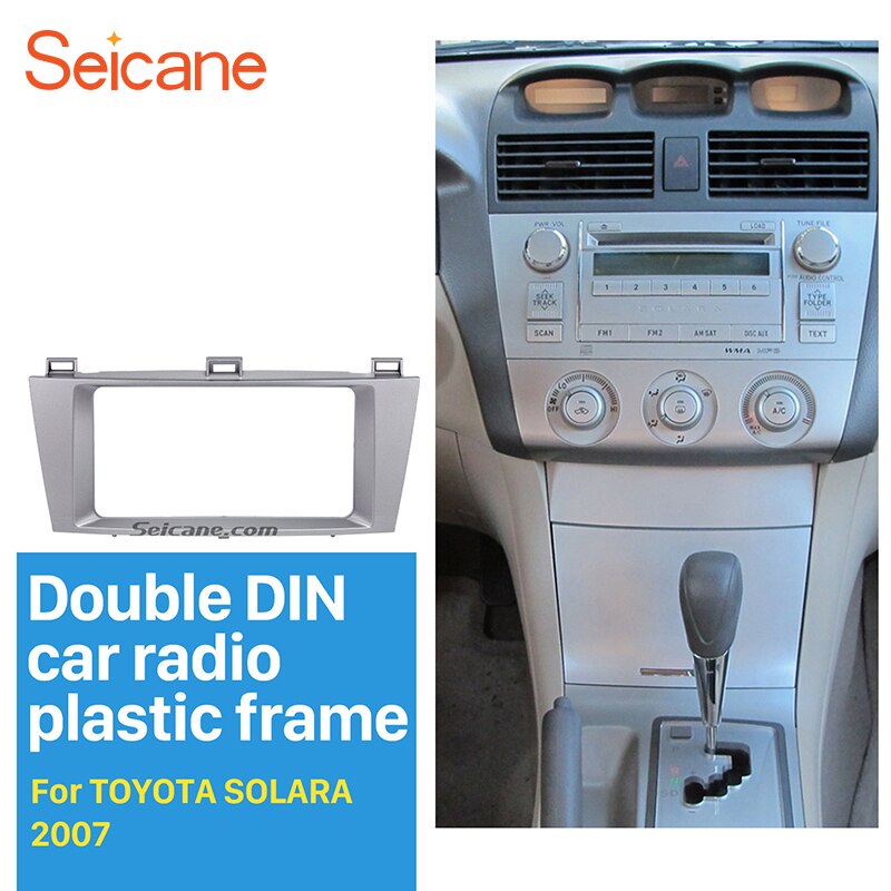 Seicane zilveren 2 din autoradio fascia voor 2007 toyota solara dashboard montagekit stereo radio installatie hermontage frame auto-styling
