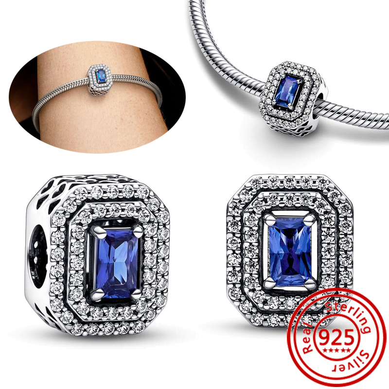 Cuentas redondas de plata 925, cristal de Murano blanco, rojo, verde, negro, azul, rojo, circonita brillante, compatible con pulsera Pantaro, de joyería fina: Rosa