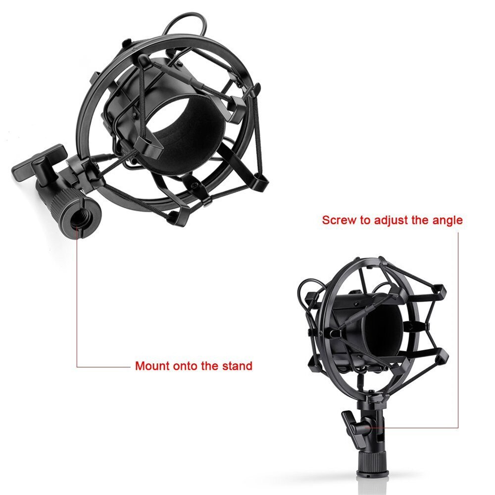 Studio Recording Condenser Microphone Kit with Shock Mount Flexible Scissor Arm for Network Broadcasting Online Singing