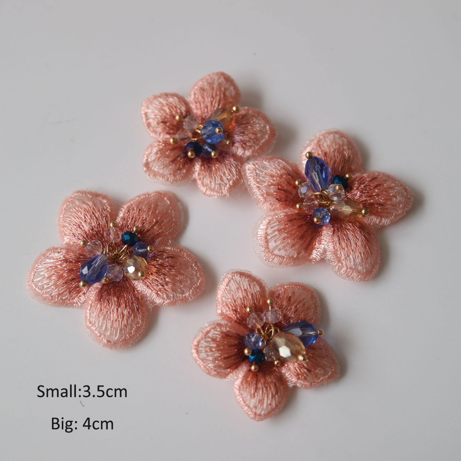 4 Uds DIY parches de cuentas de diamantes de imitación de flores 3D para ropa apliques de encaje bordado para bolsos parches decorativos apliques insignia: Níquel negro