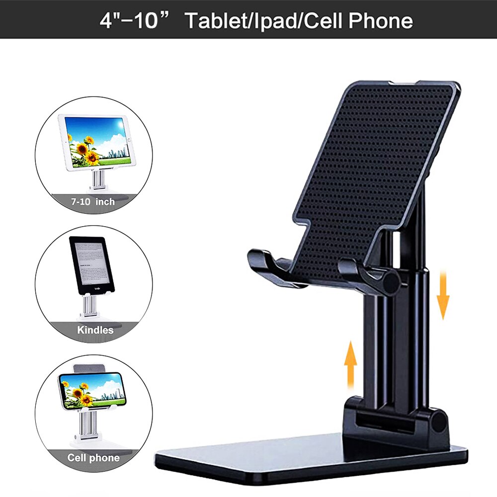 Desk Mobile Phone Holder Stand For iPhone iPad Xiaomi Adjustable Desktop Tablet Holder Universal Table Cell Phone Stand: Upgrade Black