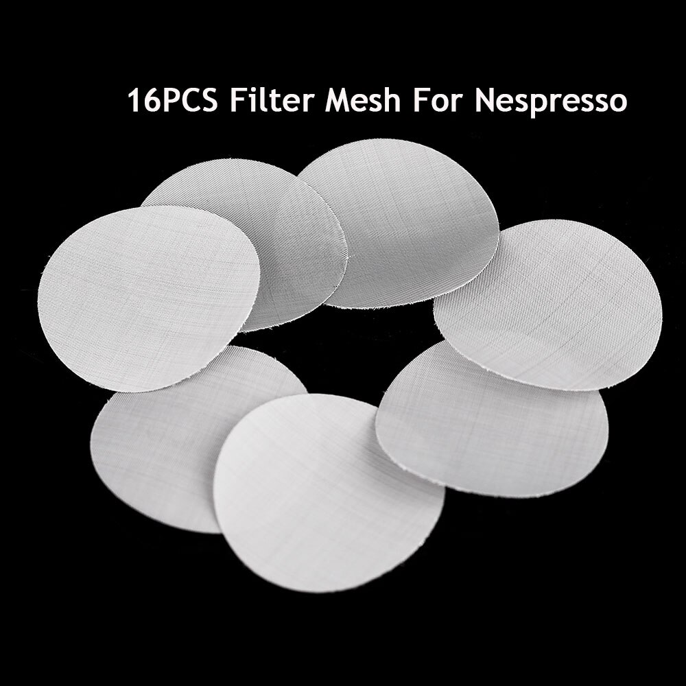Herbruikbare navulbare metalen nespresso koffie capsule roestvrij staal gebruik 500 keer pod dop compatibel met nespresso machine borstel lepel: 16 stuks filters