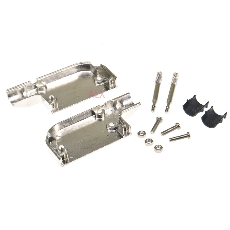 Carcasa de Metal DB25, carcasa de ángulo recto para D-SUB, 25 pines, 2 filas, conector de serie RS232, 1 pieza