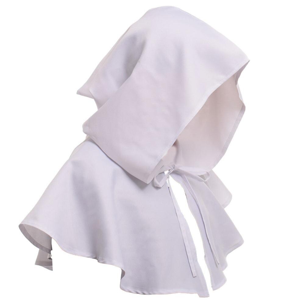 Capucha de estilo Medieval para hombre y mujer, gorro de Cosplay de Halloween de monje renacentista, , 80%: Blanco