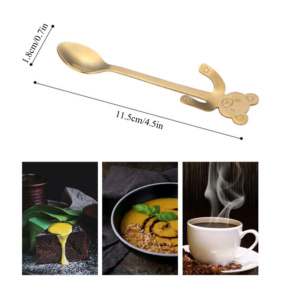1pz mini Orso Gattino di Disegno in Acciaio Inox Caffè Tè dolce bere Miscelazione Frullato Cucchiaio Da Tavola