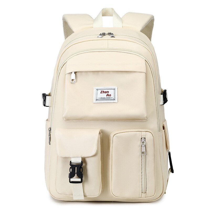 Großer laptop-rucksack für schülerinnen, studentinnen und mädchen, geeignet für 14 15.6 zoll-notebooks und laptops: Beige
