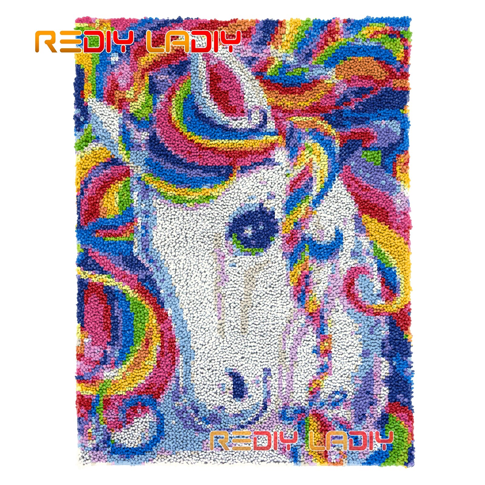 Tapis à crochet à loquet, coussin de siège licorne arc-en-ciel, Kits de tapis de bricolage, fil épais, couture, tapisserie murale, crochet, tapis de sol, artisanat