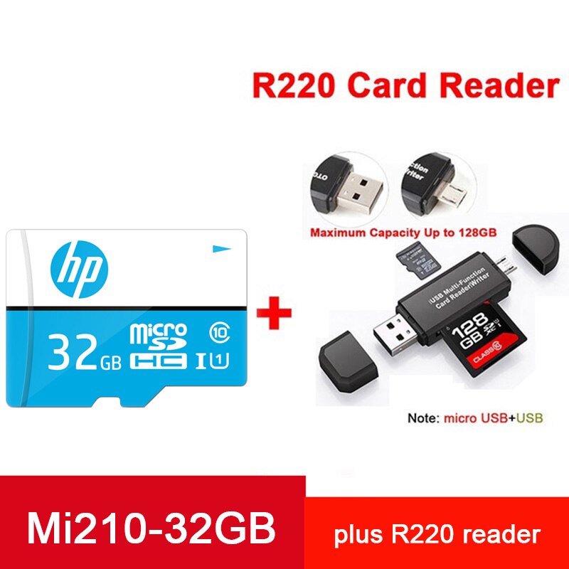 Hp Tarjeta Scheda Micro Sd Scheda di Memoria 128 Gb Tf Flash Card 64 Gb 32 Gb 16 Gb Cartao De memoria Microsd per Galaxy Huawei Xiaomi Telefono: Mi210-32GB-2in1