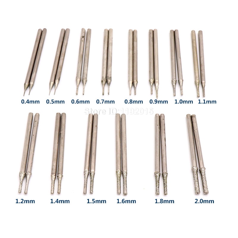 6PCS 2.35MM Shank Diamond Grinding Head Burr Needle Point Engraving Carving Polishing Glass Jade Stone Drill Bits Rotary Tools