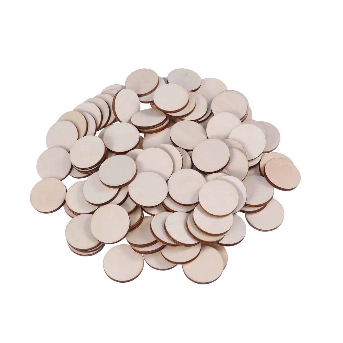 100pcs 10mm 20mm Wood Slices DIY Wood Crafts Round Wooden Ornament DIY Craft Wood Piece for Art Crafts Project Home Decoration