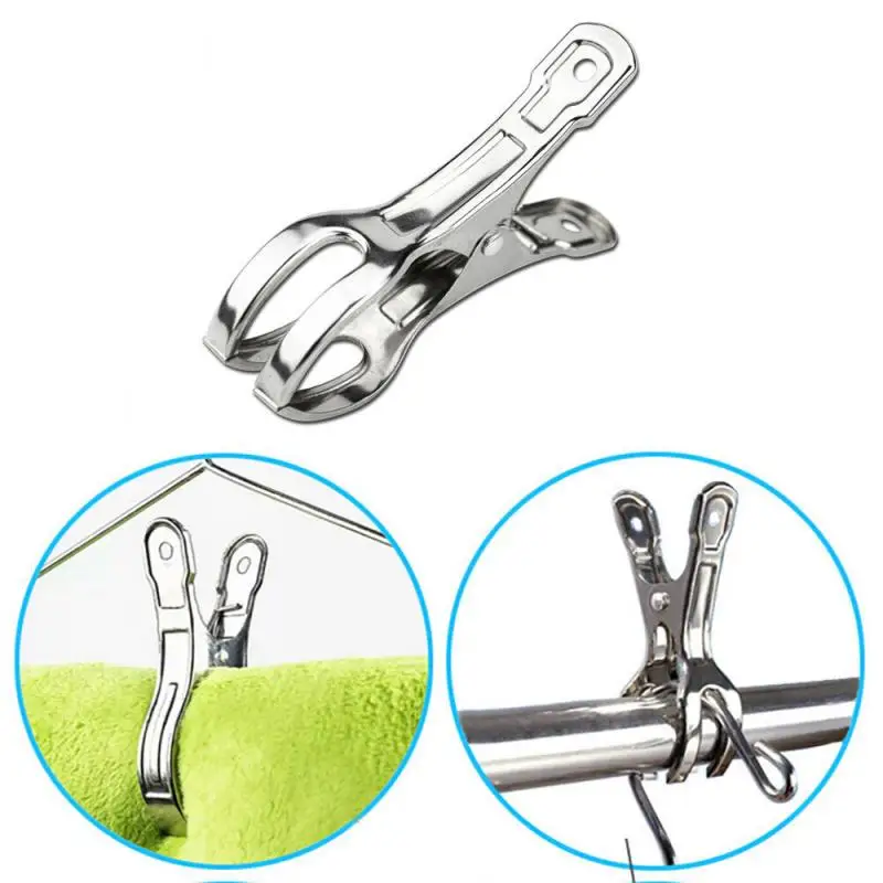 6 uds 9Cm Clip de tela de acero inoxidable resistente Clips grandes para toallas de playa pinzas para ropa alfileres Clips colgantes de Metal para toallas de ropa