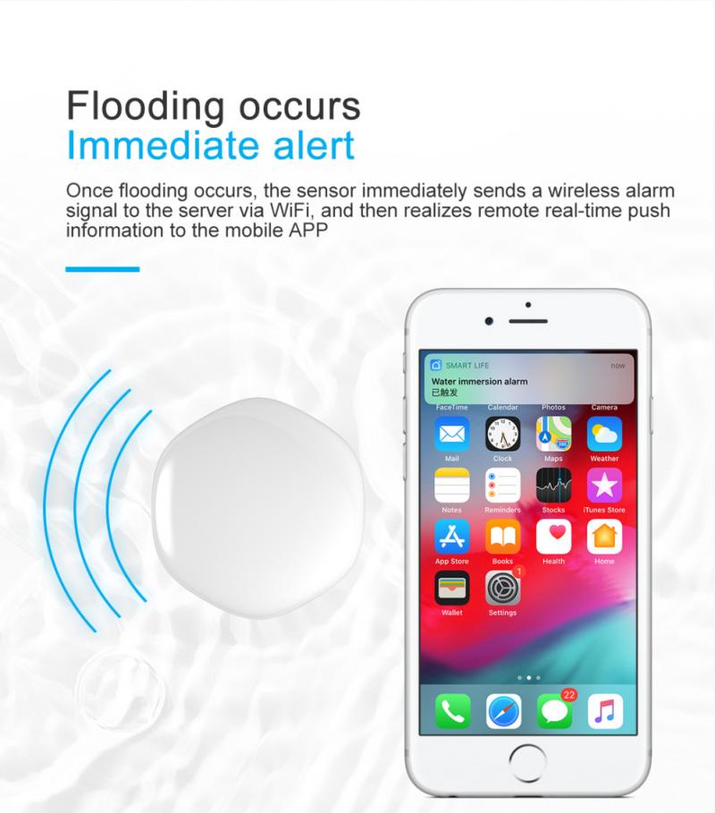 2/1pcs WiFi Water Immersion Sensor Waterproof For Home Remote Alarm Security Soak Sensor Water Leak Detector Smart Home