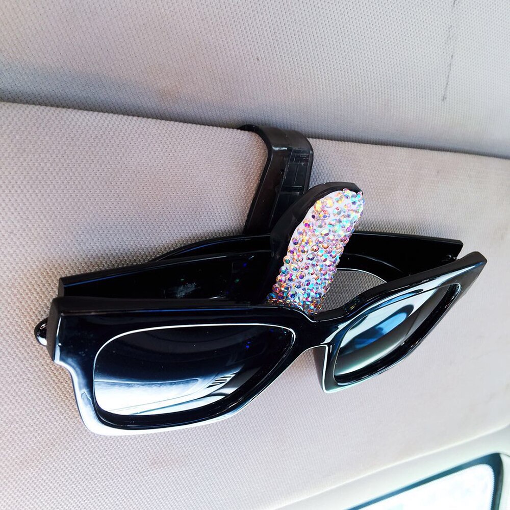 Auto Styling Bling Zonnebril Houder Clip Diamond Rhinestone Shining Auto Visor Zonnebril Clip Houder