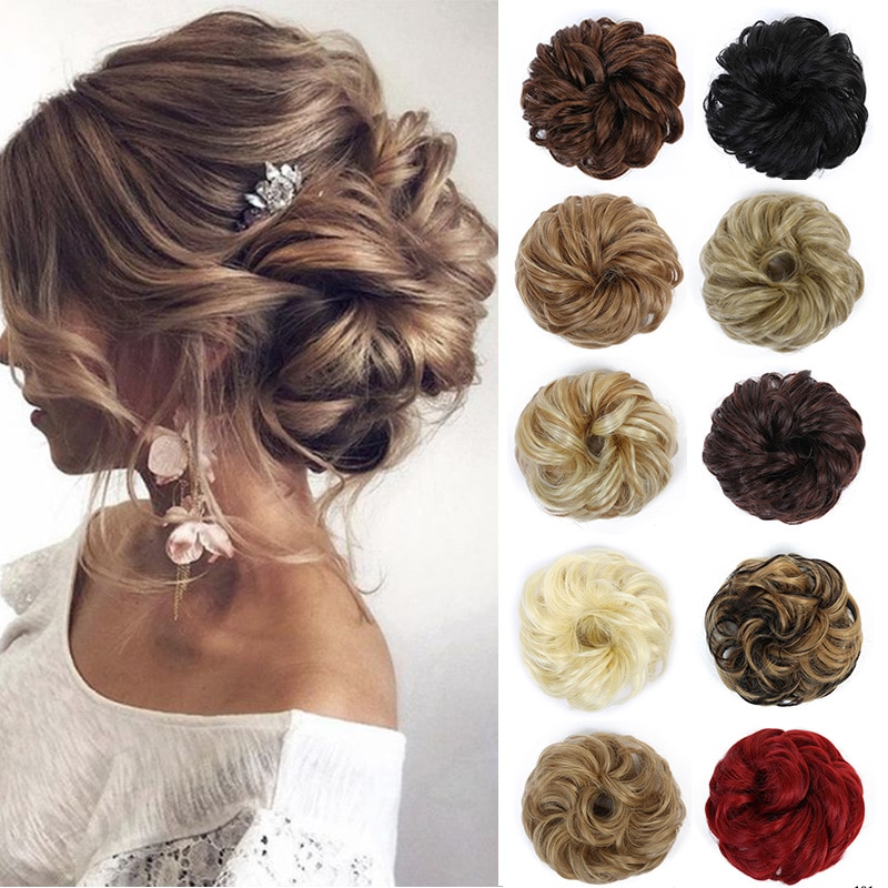 LUPU Women's Curly Chignon Messy Scrunchie Hair Bun Synthetic Hair Extensions Hairpieces High Temperture Fiber Black Brown