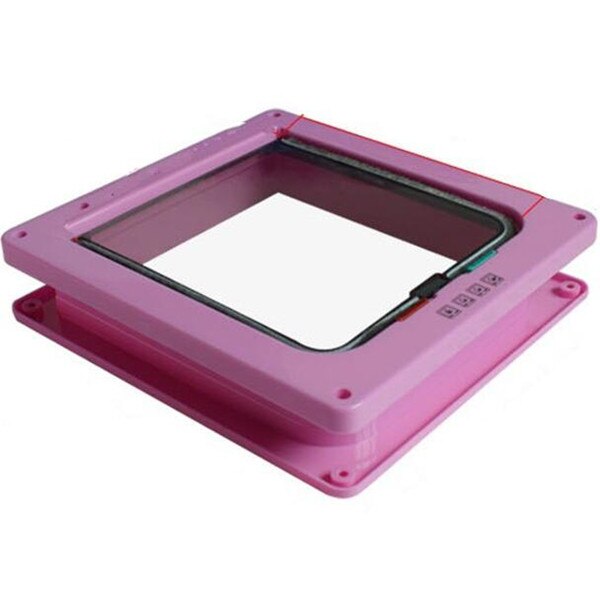 Animals Plastic Small Dog Gate Cat Flap Pet Door Gate Dog Cat Flap Door with 4 Way Lock Pet Cat Gate Security Flap Door: Pink / L