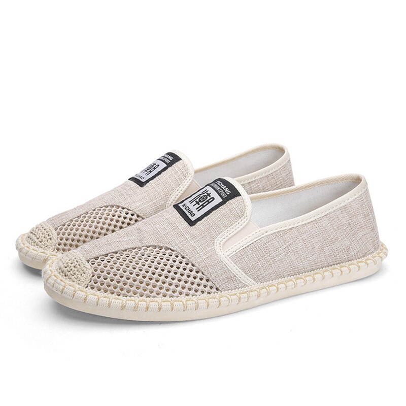 Chaussures d'été en maille respirante pour hommes, souliers de pêcheur décontractés, absorbant la sueur, chaussures de conduite en toile de lin à enfiler,